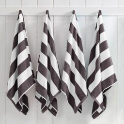 "Great Bay Home 100% Cotton Velour Oversized 4 Pack Beach Towels 35"" x 70"" - Cabana Pool Towels - Quick Dry, Large Swim Towels (Charcoal Grey)"