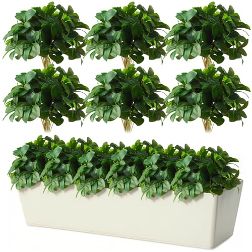 Hotop 6 Pcs Artificial Greenery Stems Faux Eucalyptus Branches Silk Tea Flower Real Touch Greenery Stems Artificial Shrubs Plants Fake Eucalyptus Leaves for Vase Fillers Home Wedding Party