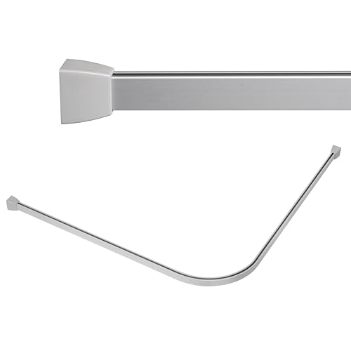 Croydex Profile 800 L-Shaped Shower Rail, Silver, 1000 x 1000mm - Constructed from Durable Aluminium - Supplied with 12 Curtain Hooks & Gliders - Smooth Internal Running System