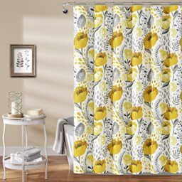 "Lush Decor Poppy Garden Shower Curtain, 72"" x 72"", Yellow/White"