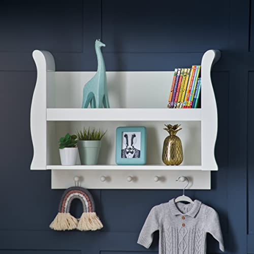 Obaby Stamford Sleigh Shelf – White – Nursery Wall Shelf for Baby Room