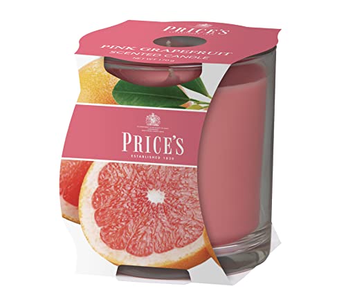 Price's Candles Pink Grapefruit Jar Candle Long Burning Citrus Scented Candle with Sweet Fruity Fragrance for Home Décor Relaxation and Gifting