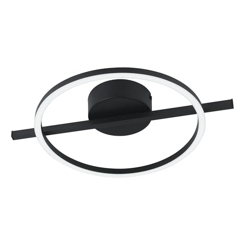 Eglo LED Ceiling Light Fitting Amandolo, Ring-Shaped Ceiling lamp dimmable with Remote Control, Geometric Light Fixture Made of Black Metal, Warm White-Cold White, RGB Backlight