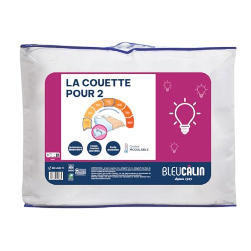 Bleu Calin Warm Modular Double Duvet, Special Couples Duvet, 4 Half Duvets, Microfibre, White, 240 x 260 cm