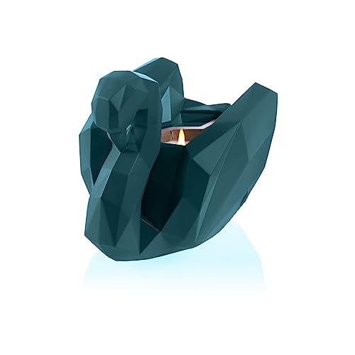 CONCRETTE Table Decoration Candle Holder Made of Concrete, 17 x 11.2 x 14 cm, Dark Turquoise Decorative Candle Holder in the Shape of a Swan, Candle Stand, Candle Stand