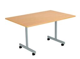 Office Hippo Office Table, Sturdy & Stylish Tilting Table Desk, Work Table For Home Office, Versatile Computer Table For Meeting Room or Boardroom, 5 Year Guarantee - Beech/Silver