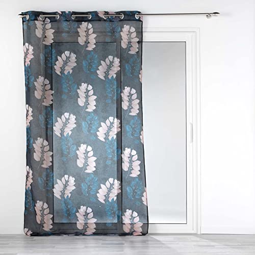 Douceur d'Intérieur, Net Curtain with Eyelets 140 x 280 cm Blue Sandblasted Printed Belline