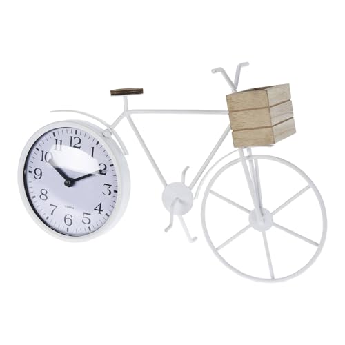 Well Home Bicycle Metal Table Clock, White, 33.5 x 8 x 23.5 cm