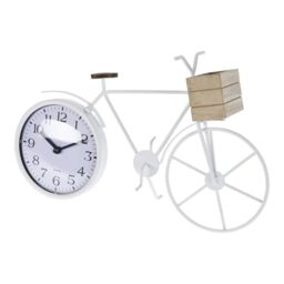 Well Home Bicycle Metal Table Clock, White, 33.5 x 8 x 23.5 cm
