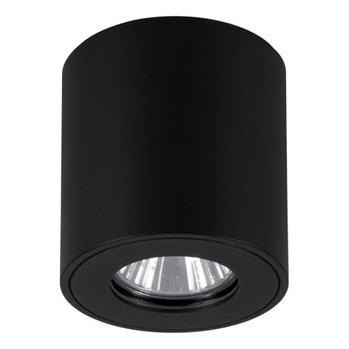 Eglo Outdoor Ceiling lamp Torrecola, Outside Ceiling Light, Porch Lighting, Exterior lamp Made of Aluminium in Black, Spotlight with GU10 Socket, IP44, ⌀ 8 cm