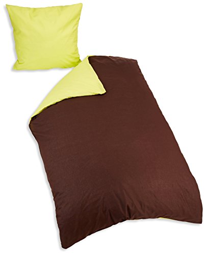 Home Passion 60021 Duvet 135 x 200 cm 57 Yarns Cotton Chocolate/Lime Linen, Pack of 2