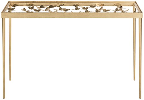 SAFAVIEH Glam Accent Table with Iron Legs, in Gold and Clear, 30 X 107 X 76.2