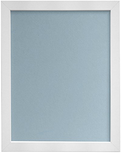 "FRAMES BY POST 25mm wide H7 White Picture Photo Frame with Light Blue Grey Backing Board 7""x5"""