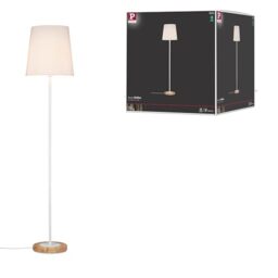 Paulmann 79634 Neordic Stellan Floor luminaire max. 1x20W Floor lamp for E27 Lamps Floor luminaire with Fabric Shade White/Wood 230V Without lamp