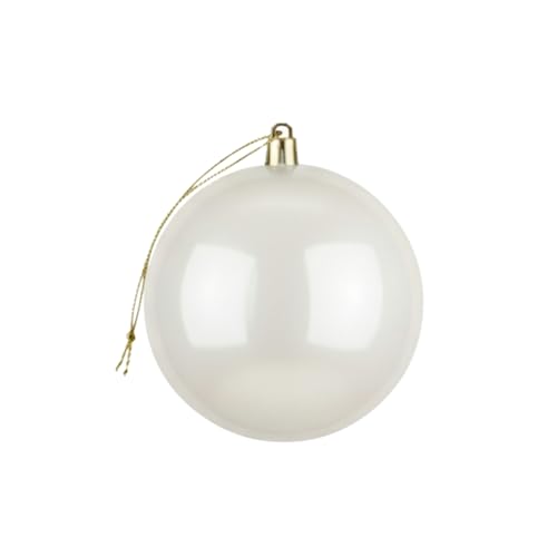 20cm Large White Bauble PVC Shatterproof Glossy Finish Christmas Balls Ornament - Festive Xmas Tree Hanging Decorations, Round Ornament for Holiday Home Decor