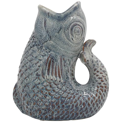 Lesser & Pavey Fish Jug Vase Aqua 23cm - Decorative Ceramic Flower Jug for Fresh or Artificial Bouquets - Stylish Large Vase Alternative and Unique Vases