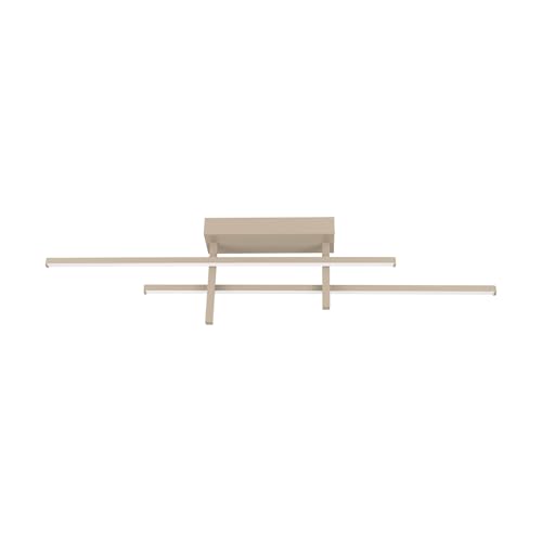 Eglo LED Ceiling Light Fixture Trepiliano, Living Room Lighting, Flush Mount lamp for Bedroom, Sand-Coloured Metal, Warm White