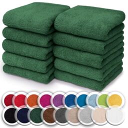 NatureMark Set of 10 Washcloths Made of 100% Cotton - Soft and Absorbent Face and Hand Towels - Practical for Bathroom and Kitchen - 30 x 30 cm, Dark Green