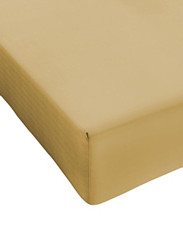 COINGROSTEX Fitted Sheet with Corners in 100% Cotton for Single Bed, Ochre
