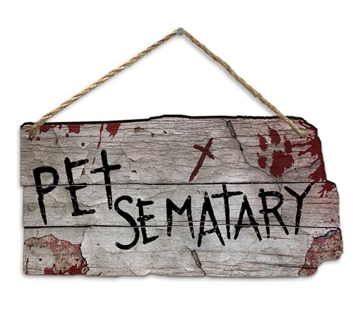flinelife Pet Sematary Sign, 12x6, Horror Movie Sign, Wreath Sign for Indoor Outdoor Use