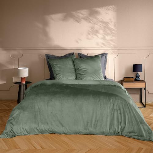 Douceur d'Intérieur, 3-Piece Bedding Set (240 x 220 cm) Velina Cedar, Plain Velour