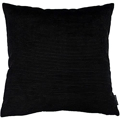 "Riva Paoletti Munich Cushion Cover Corduroy-Soft Ribbed Effect-87 13% Polyamide-Dry Clean only-45 x 45cm inches), Polyester, Black, 45cm x 45cm (18"" x 18"")"