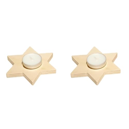 Hess Wooden Toy 40034 Tea Light Holder Made of Wood in Star Shape, Natural, Table Candlestick as Decoration for Special Occasions from the Ore Mountains (Pack of 2)