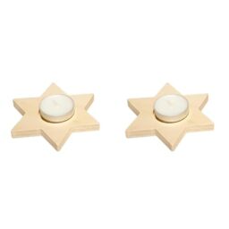 Hess Wooden Toy 40034 Tea Light Holder Made of Wood in Star Shape, Natural, Table Candlestick as Decoration for Special Occasions from the Ore Mountains (Pack of 2)