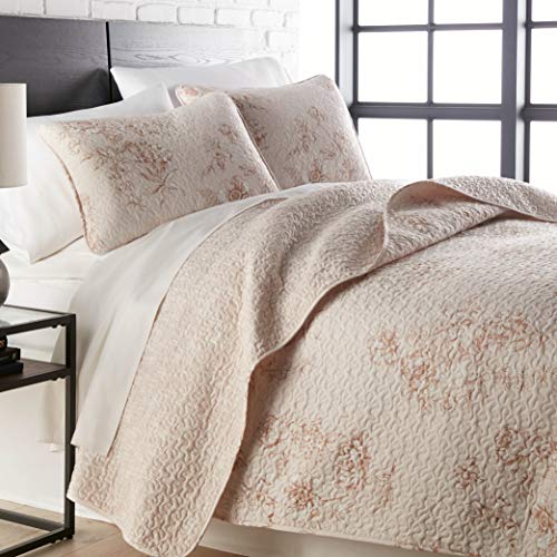 Southshore Fine Living, Inc. Extra Wide King Quilt Bedding Set, Harmony Floral Coverlet, Lightweight Bedding Quilt, Soft Bedspread with 2 Quilted Pillow Shams, California King Bed Spread, Taupe