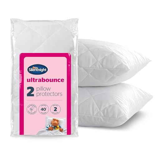 Silentnight Ultrabounce Pillow Protector - Soft Ultra-Bouncy Fibres Prolong Pillow Life - Hypoallergenic & Machine Washable - Comfortable & Durable Bed Protection, 2 Pack