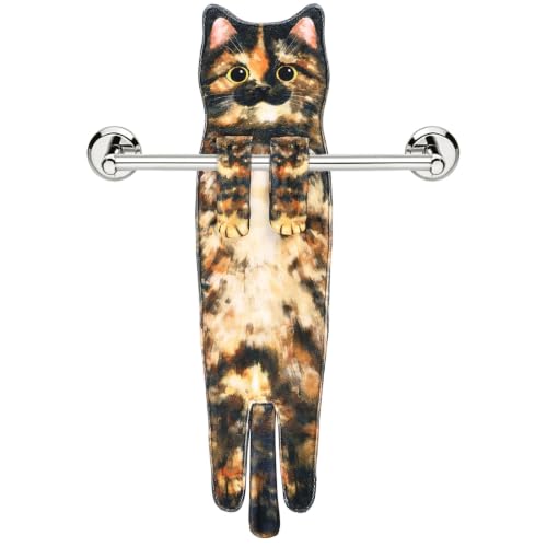 PAT JUUMG Funny Cat Hand Towels for Bathroom Kitchen Decor, Cute Decorative Hanging Face Towels,Super Absorbent Soft, Housewarming Gift, Cat Lovers Gifts for Women