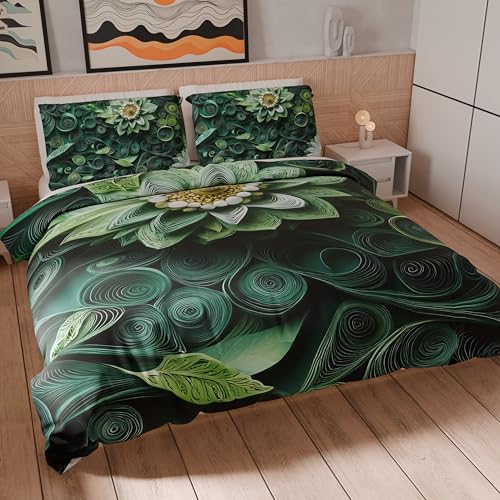 PETTI Artigiani Italiani - Double Duvet Cover Set 250 x 200 cm (2 Pillowcases 50 x 80 cm Included), Soft Microfibre Duvet Cover Set with Digital Floral Print 05 22 - Made in Italy