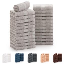 Todocama - Set of 24 Hand Towels (30x30 cm) 100% Soft and Absorbent Cotton, 550 gsm Premium, (Light Grey)