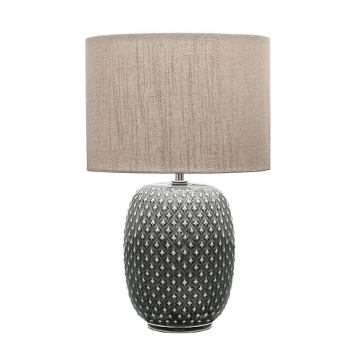 Paulmann Pauleen 48153 Pretty Classy Table luminaire Ceramic Table lamp with Fabric Shade Light Beige max. 60W E27 Dark Grey/Beige 230V Ceramic