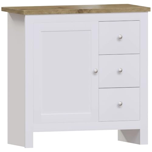 Vida Designs Arlington Sideboard 3 Drawer 1 Door Cabinet Cupboard Storage MDF Furniture White