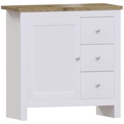 Vida Designs Arlington Sideboard 3 Drawer 1 Door Cabinet Cupboard Storage MDF Furniture White