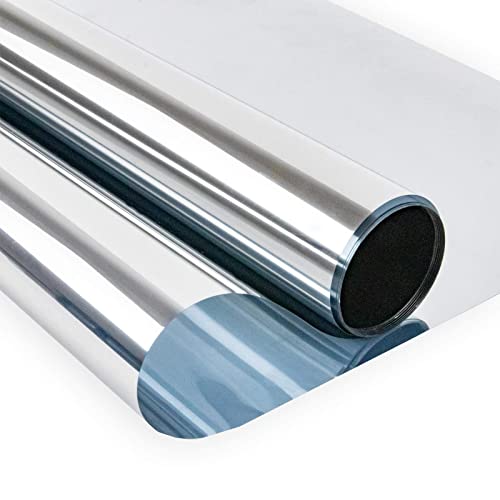 Niviy One Way Window Film Mirror Window Tint Reflective Home Window Tint Film Self Adhesive UV Blocking Heat Control 60x400cm Silver