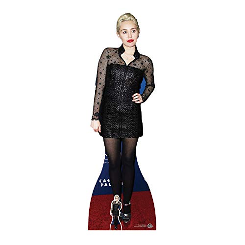 Celebrity Standee Miley Cyrus (Black Dress) Life Size Cardboard Cut Out with Table Top Mini Cut Out, Multi colour