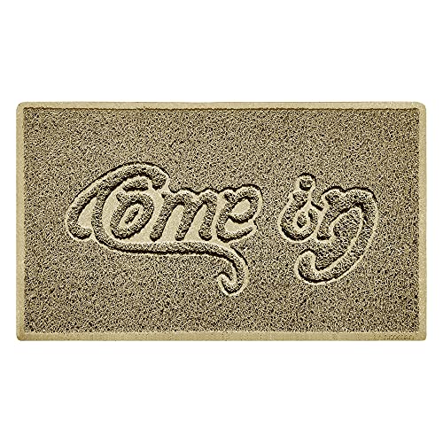 Nicoman COME-IN Embossed Shape Door Mat Dirt-Trapper Washable Barrier Doormat-(Use Indoor or Sheltered Outdoor)-(75x44cm/29.5x17.3inches,Medium) Beige