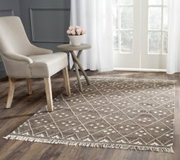 Safavieh Moroccan Boho Tribal Indoor Flatweave Rectangle Area Rug, Natural Kilim Collection, NKM316, in Brown / Ivory, 91 X 152 cm for Living Room, Bedroom or Any Indoor Space