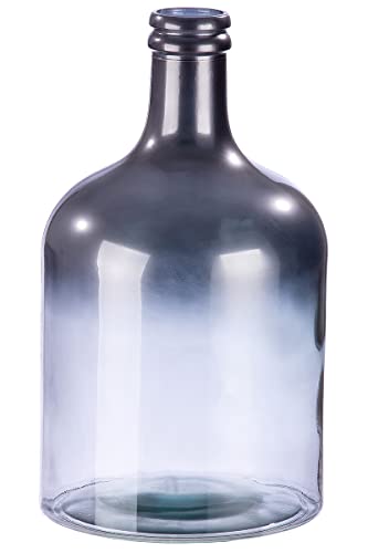 GILDE Large Flower Vase XL Made of Recycled Glass - Living Room Decoration - European Made - Colour: Silver Metallic with Colour Gradient - Height 43 cm