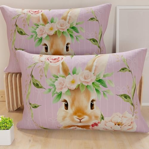 PETTI Artigiani Italiani - Set of 2 Easter Cushion Covers 40x80 cm in Microfibre, Easter Decorative Cushions for Bedroom, Sofa and Living Room, 2 Decorative Pillow Covers, 100% Made in Italy