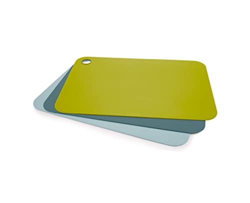 Joseph Joseph Duo Set of 3 Double-Sided Colour Coded Chopping Board Mat Set, Flexible, Easy to Store, Dishwasher-Safe - Opal