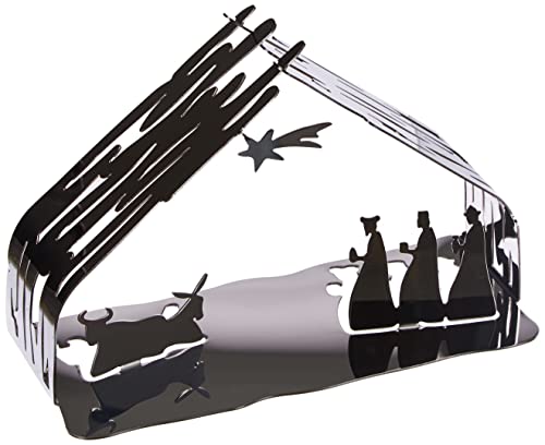 Alessi BM09 Bark Crib, Christmas crib in 18/10 stainless steel and gold plated steel.