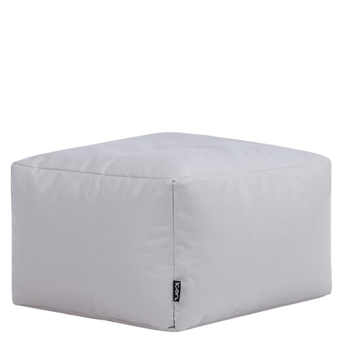 Bean Bag Bazaar Outdoor Bean Bag Footstool with Filling Included, Grey