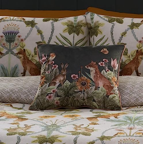 Appletree Velvet Cushion – Fox & Woodland Animal Design – 43 x 43cm Soft Touch Decorative Pillow with Filling – Piped Edge Cushion for Sofa, Bed & Home Decor – Matching Bedding Available