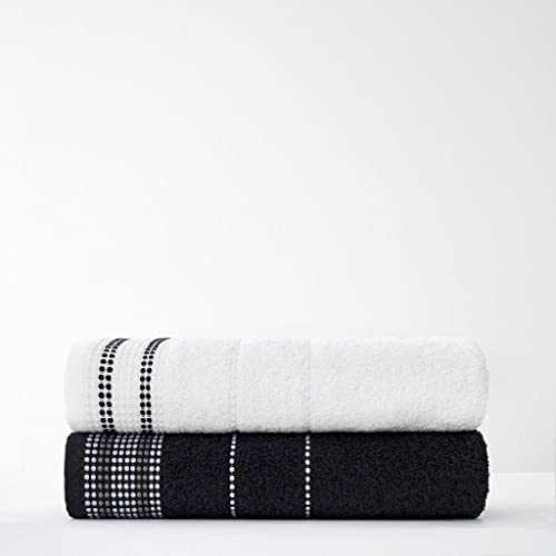 GC GAVENO CAVAILIA 550 GSM Dalby Bath Towel Set, 100% Pure Cotton Luxury Quality Soft & Cosy Bathroom Water Absorbent, Egyptian, Black, 70x120 cm