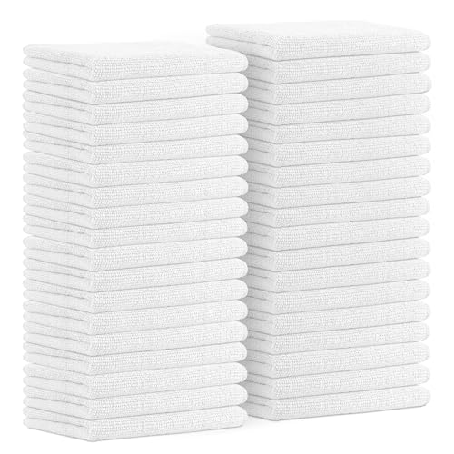 "Avalon Microfiber Cleaning Cloths (Value Pack of 36) Size 16"" x 16"", Highly Absorbent Cleaning Rags, Lint Free Cleaning Towels, Reusable and Washable, Microfiber Towels for Cars (White)"