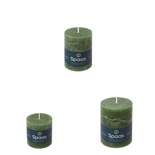 Spaas Rustic Pillar Candle 70/70mm (25h), 70/95mm (35h) and 80/110mm (65h), Dark Green