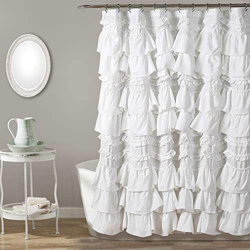 "Lush Decor, White Kemmy Shower Curtain, 72"" x 72"""